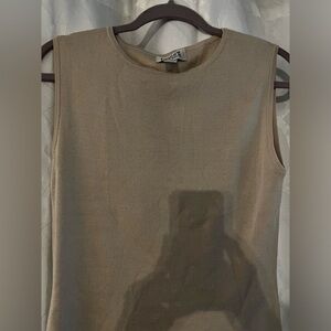 Chico's Design Size 2 Stone Ribbed Sleeveless Sweater Blouse